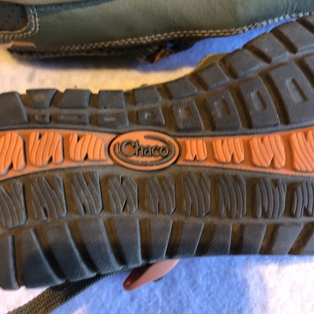 Chacos Youth Size 2 Hiking Sandal Shoes‎ Green With Orange Straps Chaco Tread
